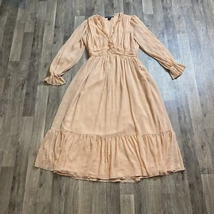 French Connection Dress Size 4 Frilly Peach Peasant Boho - Picture 1 of 9