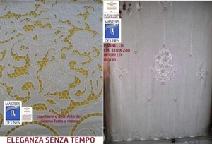Cortina lino bordado mano huecograbado aguja y así sucesivamente. Cm. 310 x 240 - Imagen 1 de 19