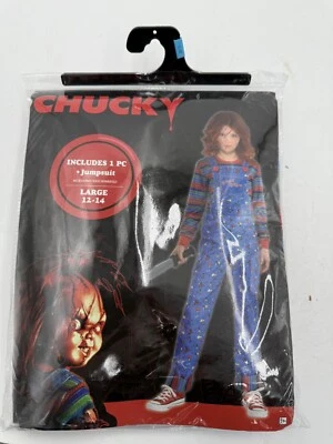 Chucky Halloween Costume Jumpsuit, size large 12-14 - Photo 1/4