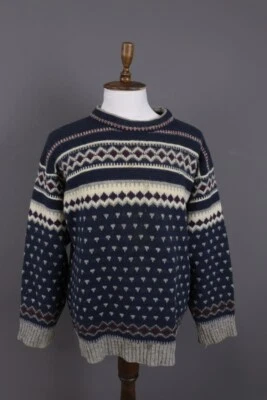 DEVOLD Blue Abstract Printed Crew Neck Wool Knit Ski Sweater Size XL - Image 1 of 4