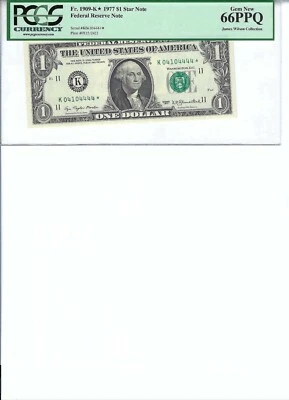 1977 $1 FRN FR1909-K* PCGS 66 PPQ, Dallas * Note S/N K04104444*!!! - Image 1 of 2