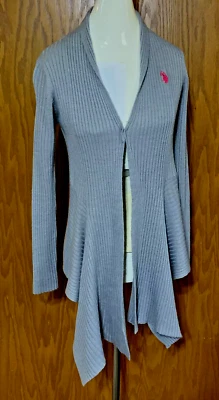 US POLO ASSN Chaleco Largo Gris Verdadero Cárdigan Asimétrico Suéter Talla Grande 14-16 Foto 1 de 4