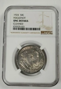 1924 US Huguenot 50 Cents NGC UNC Details Cleaned - Picture 1 of 2