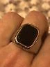 1980's Vintage Silver Gold Stainless Steel Size 8 Men's Genuine Black Onyx Ring - Imagem 1 de 4
