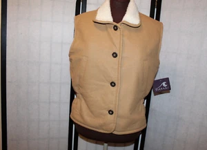 TSUNAMI BEAUTIFUL REVERSIBLE  FAUX SUEDE AND FUR TAN/IVORY VEST SZ M NWT - Picture 1 of 12