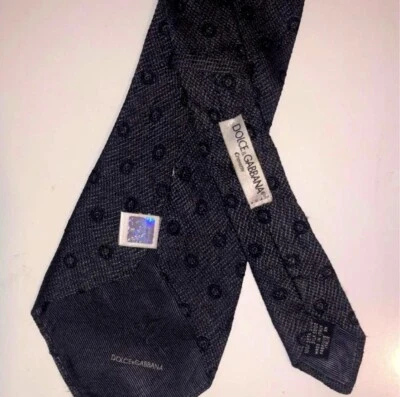 Dolce Gabbana Corbata Corbata Traje Cuello Gris Logo Hombres Regalo de Navidad Foto 1 de 4