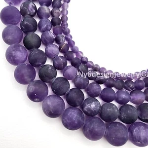 Pietra Preziosa Naturale Viola Ametista Opaca Perlina Rotonda Sgelata 15" 4 6 8 mm 10 mm - Foto 1 di 16