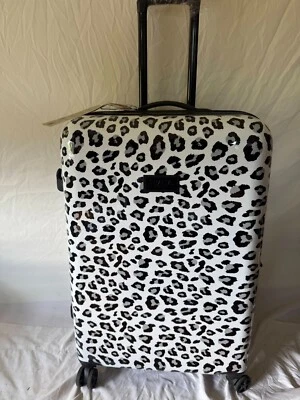 New Thalia Sodi Leopard Print 30'' Expandable Luggage Black Hardcase Spinner