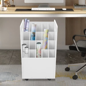Blueprint Holder 20 Slots Document Storage Cart Rolling File Organizer White - Picture 1 of 18