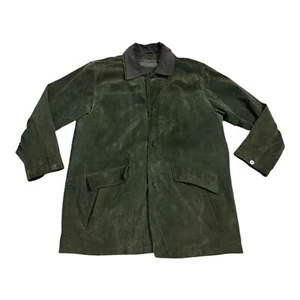 George Lined Coat Men Size 2XLT Army Green Suede Like Casual Dress Jacket Button - Picture 1 of 13