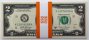 NEW Uncirculated Two Dollar Bills Series 2017A $2 Sequential Notes Lot of 25 - Picture 1 of 23