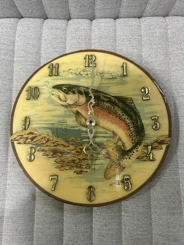 Vintage Wall Clock Trout Fly Fishing Art Cabin Cover