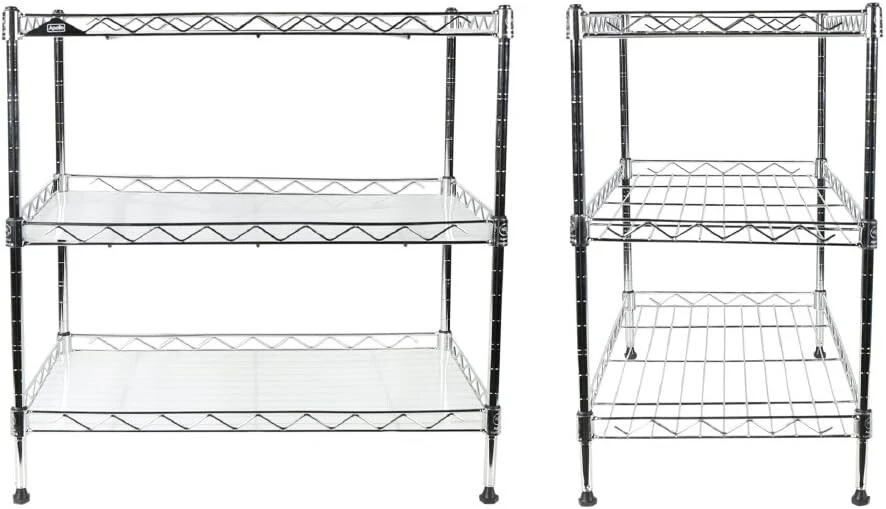 Apollo Hardware Chrome 3-Tier Wire Shelving Unit 20 x12 x 20" with Shelf Liner - Image 1 of 4