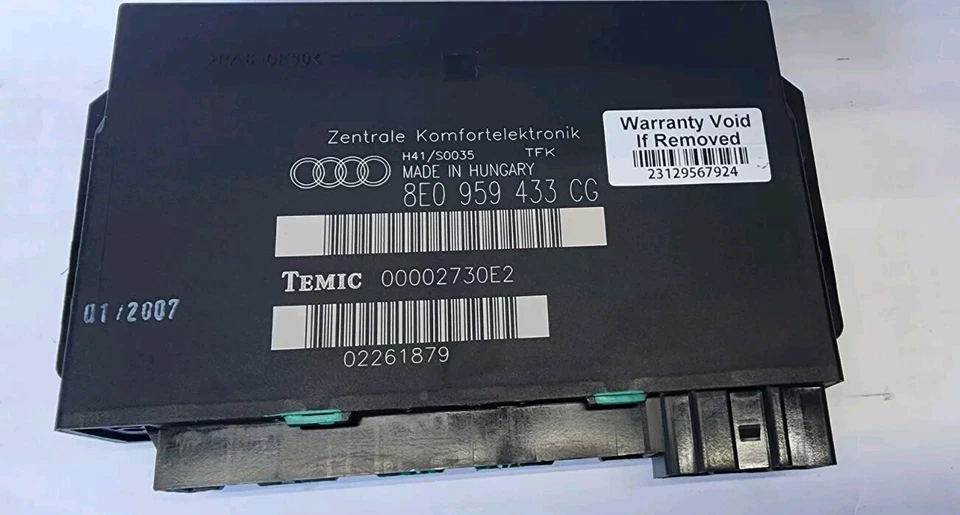 Unidad de módulo de control de carrocería Comfort Audi A4 S4 2005-2008 P: 8E0 959 433 CG ¡FABRICANTE DE EQUIPOS ORIGINALES! Foto 1 de 3