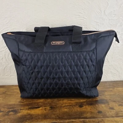 Olympia Weekender Travel Tote Bag Laptop Luggage Carry On Black Rose Gold Zip - Image 1 of 4