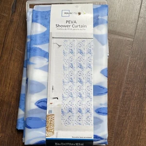 1 Count Mainstays Alpha Teal Gray Chloride Free PEVA Shower Curtain 70" X 72" - Picture 1 of 5