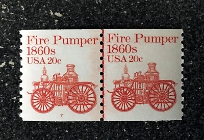 USA1981 #1908 22c Fire Pumper - Transportation Series Coil PNC (#7) Line Pair - Image 1 of 4