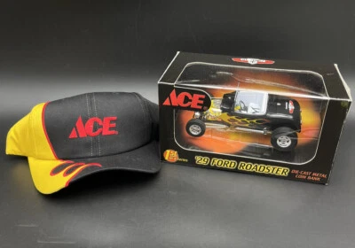 ACE Stores 1st in a Series 1929 Ford Roadster Diecast Metal Coin Bank w Hat 1/24 - Image 1 of 4