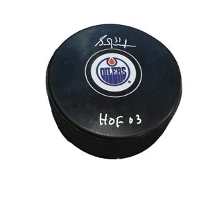 GRANT FUHR Signed Edmonton Oilers Puck - HOF 03