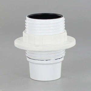 PRESA FENOLICA BASE CANDELABRO BIANCO CON GUSCIO ESTERNO FILETTATO E ANELLO SO300WG - Foto 1 di 5