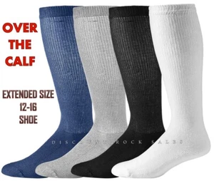 6 / 12 Pairs BIG Mens Shoe Over The Calf / Knee Cotton Diabetic Socks USA Made - Picture 1 of 18