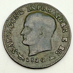1810 V Napoleonic Kingdom of Italy 1 Centesimo Copper Gigante#240a Venice Mint - Picture 1 of 2