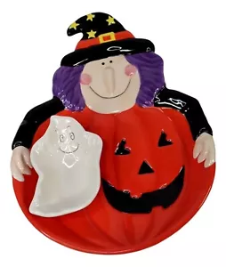 Whimsy Witch Chip Dip Tray Ghost Bowl 2 Piece Halloween Serving Platter Set - Picture 1 of 1