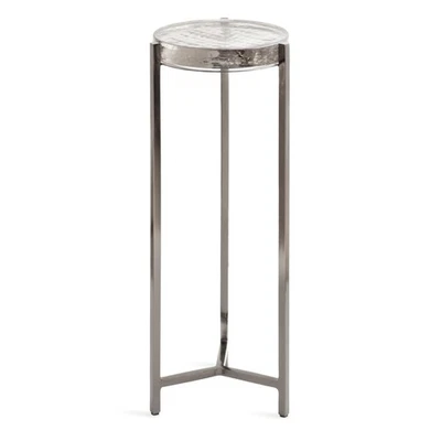 Aguilar Modern Drink Table, 9 x 9 x 23, Gray Gunmetal with Clear Glass, Uniqu... - Image 1 of 4