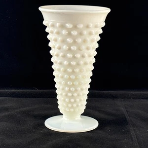 Vintage White Milk Glass Hobnail Footed Vase - Picture 1 of 4