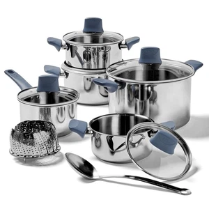 T-fal Essentials Stainless Steel Cookware Set 12 Piece, Induction Compatible,... - Picture 1 of 9