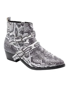 JANE AND THE SHOE Womens Black Snake Print Cindy Toe Block Heel Western Boot 8 - Picture 1 of 11