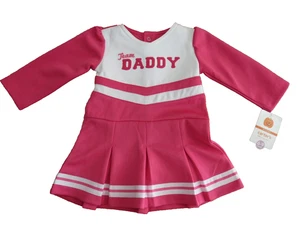 Vestido de Animadora Bebé Niña Daddy’s Team 6-9 Mos Rosa Blanco Nuevo Sin Bloomers - Imagen 1 de 6