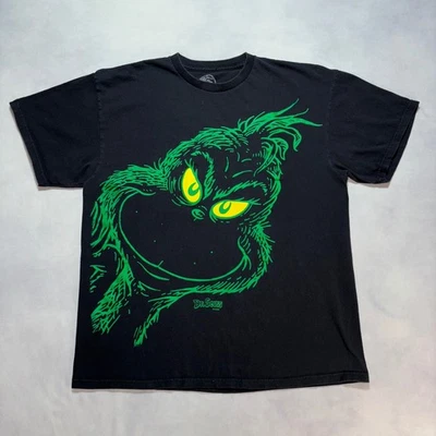The Grinch T-Shirt Dr Seuss Men's XL Blackout Graphic Christmas Movie Promo Y2K - Image 1 of 4