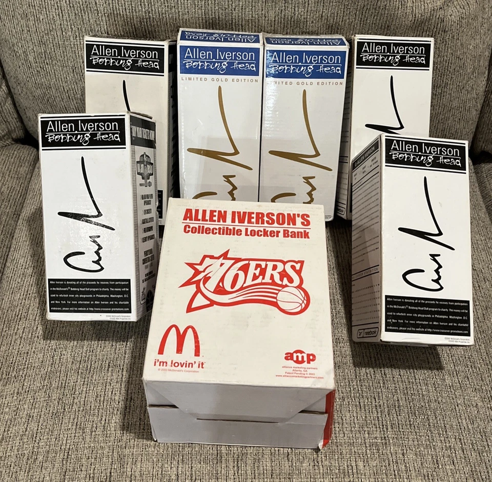 Allen Iverson Bobbing Head Lote Juego de 8 Incluye Banco Foto 1 de 4