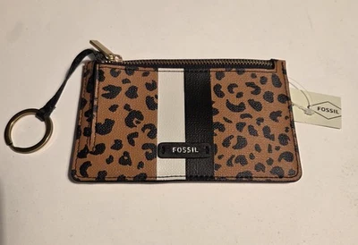 Fossil Women's Logan Faux Leather Wallet Case W/ Keychain Cheetah SL6356989 NWT  - Image 1 of 4