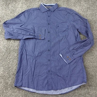 Casa Moda Button Up Shirt Men's Medium Long Sleeve Blue Micro Whale Print - Image 1 of 4
