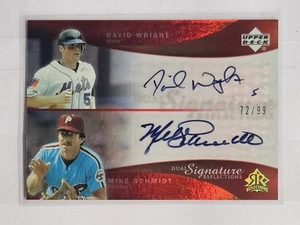 2005 Upper Deck David Wright Mets Mike Schmidt HOF Authentic Signed Dual Auto - Picture 1 of 2