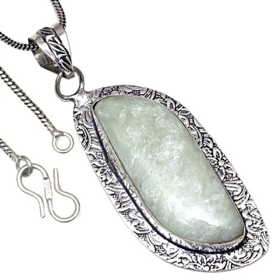 Colgante Piedra Preciosa Septeriana Verde Hecho a Mano Regalo Para Ella Joyería de Plata 2.5" Foto 1 de 4