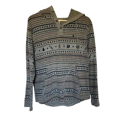 Volcom gray aztec stripe patterned hoodie sweater women's size small petite - Image 1 of 4