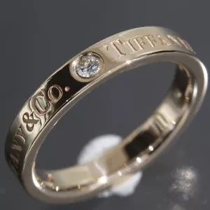 Tiffany & Co. Flat Band 3P Diamond Ring US3.25 K18PG Rose Gold Box Gala E1640 - Picture 1 of 6