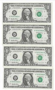 $1 1995 BP 295 Engraving error GN Run 12 Set of 4 Notes Note GEM CU - Picture 1 of 2