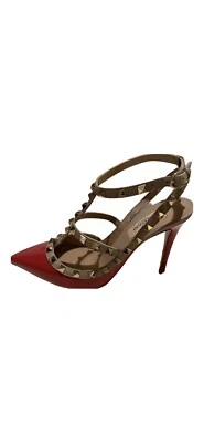 NUEVAS Sandalias Valentino Garavani Rockstud Charol Talla 37.5 / 7.5 Rojo Foto 1 de 4
