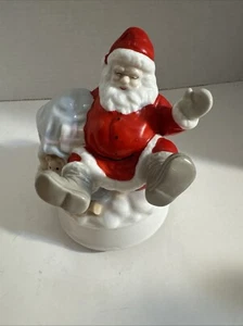 Vintage Handcrafted Musical Spinning Santa With Toy Bag E5 - Picture 1 of 11