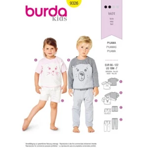 Burda Sewing Pattern 9326 Toddlers Childs 18m-7 Sleepwear Top Pants and Shorts - Picture 1 of 5