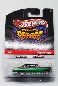 MOMC 2010 HOT WHEELS PHILS GARAGE 66 GREEN CHEVY NOVA MIT REDLINE REAL RIDERS  - Bild 1 von 3