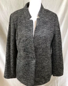 Blazer donna Talbots taglia 8 Petits grigio/nero misto lana giacca un bottone nuovo - Foto 1 di 9