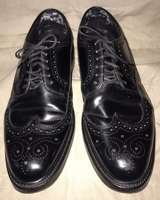 Bostonian Crown Windsor Hecho a Mano Hombres Cuero Negro Punta de Ala Zapato Oxford 12 D/B Foto 1 de 4