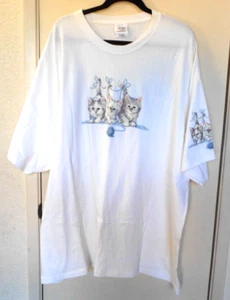 C Port and Company. Weißes T-Shirt mit 3 süßen Katzen auf der Vorderseite Größe Erwachsene 3X - Bild 1 von 5