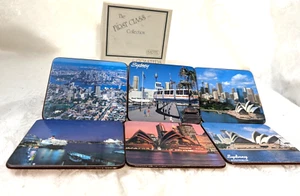 Sydney Opera House and Australia Beautiful Souvenir Set of 6 Cork Drink Coasters - Picture 1 of 3