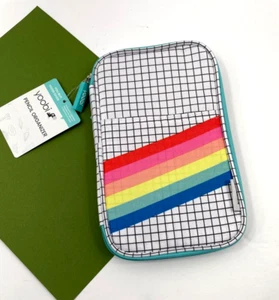 Yoobi Pencil Case Organizer Checkered Checked Rainbow New NWT - Picture 1 of 3